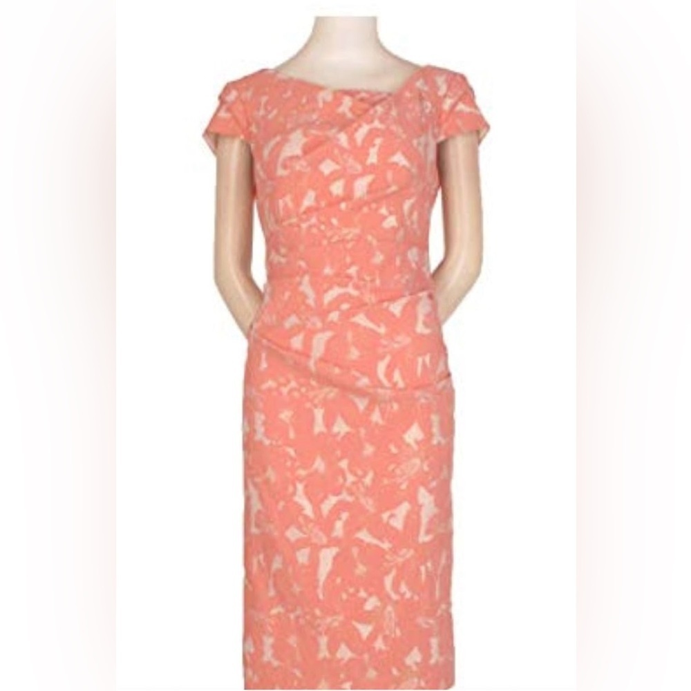 Lovely Adrianna Papell Women's Hibiscus Jacquard Draped Dress in Light Coral
NWT - Picture 3 of 6